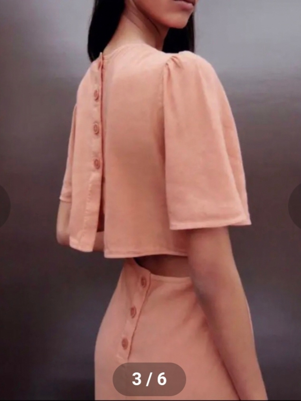 Zara Soft Peach Button-Back Set Dress Size M